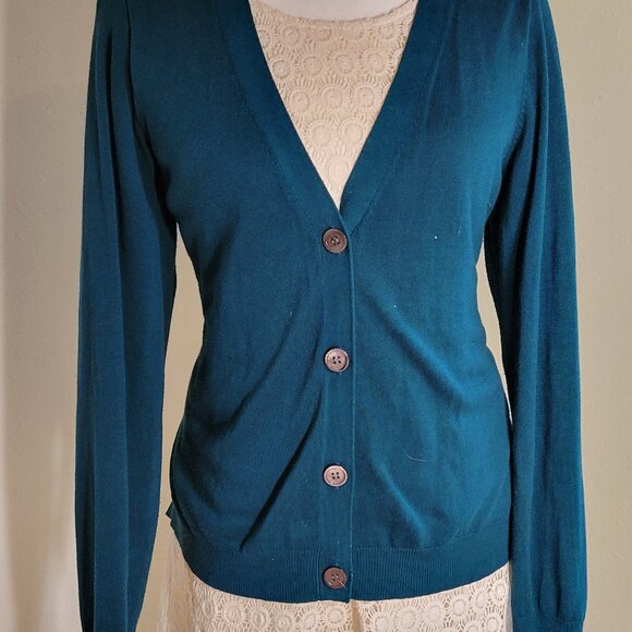 Blue Sky Clothing Co. Deep Teal Button Cardigan – Ocean Drift Softness - Picture 3 of 5